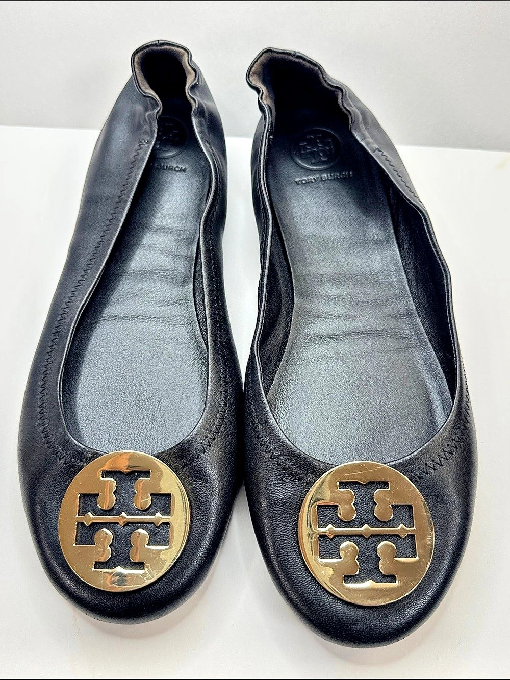 Tory Burch Minnie Travel Ballet Flat Leather Flats in Black